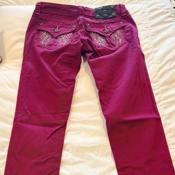 Miss Me Women's Skinny Jeans in Burgundy - Picture 2 of 6